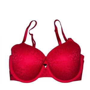 PINK victorias secret red push-up cheetah print bra size 34D